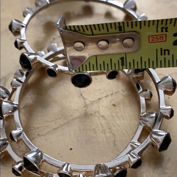 Gold Tone Bangles with Black Rhinestones - Picture 5 of 6